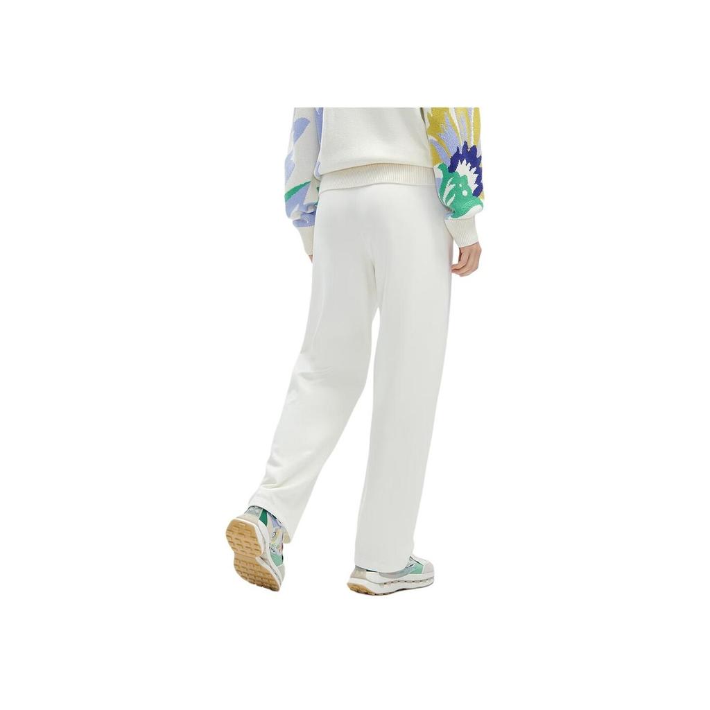 Fila X V&A Collaboration Solid Color Mid-Rise Straight Leg Casual Pants Women Bottoms Cloud-Mushroom-White F11W418601F-WT
