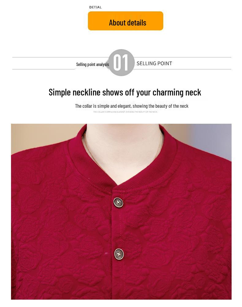 Podzimní kabát čínského stylu pro ženy středního věku ve větších velikostech - Elegantní krátká bunda