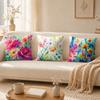 Vibrant Watercolor Floral Pillow Case Breathable Organic Short Plush Cushion Covers WrinkleResistant Soft Durable