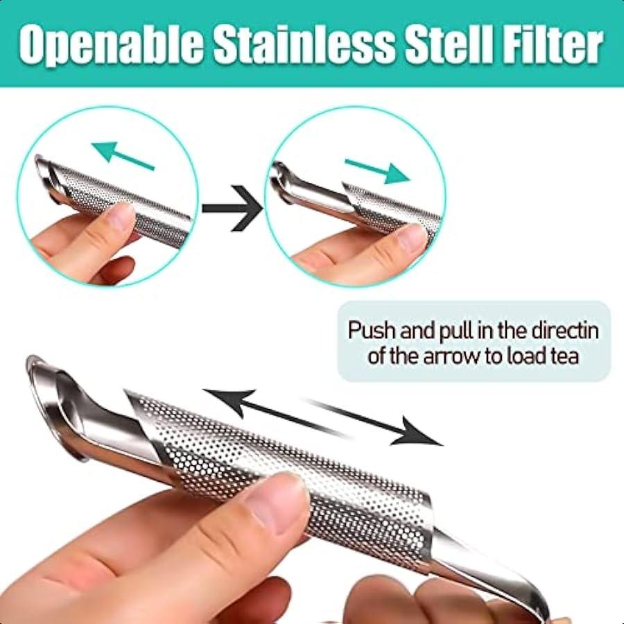 3 Pcs Tea Infuser and 1 Brush Stainless Steel Tea Infuser Stick Pipe Tea Infuser for Loose Tea Leaf Tea Infusers Pen with Hook