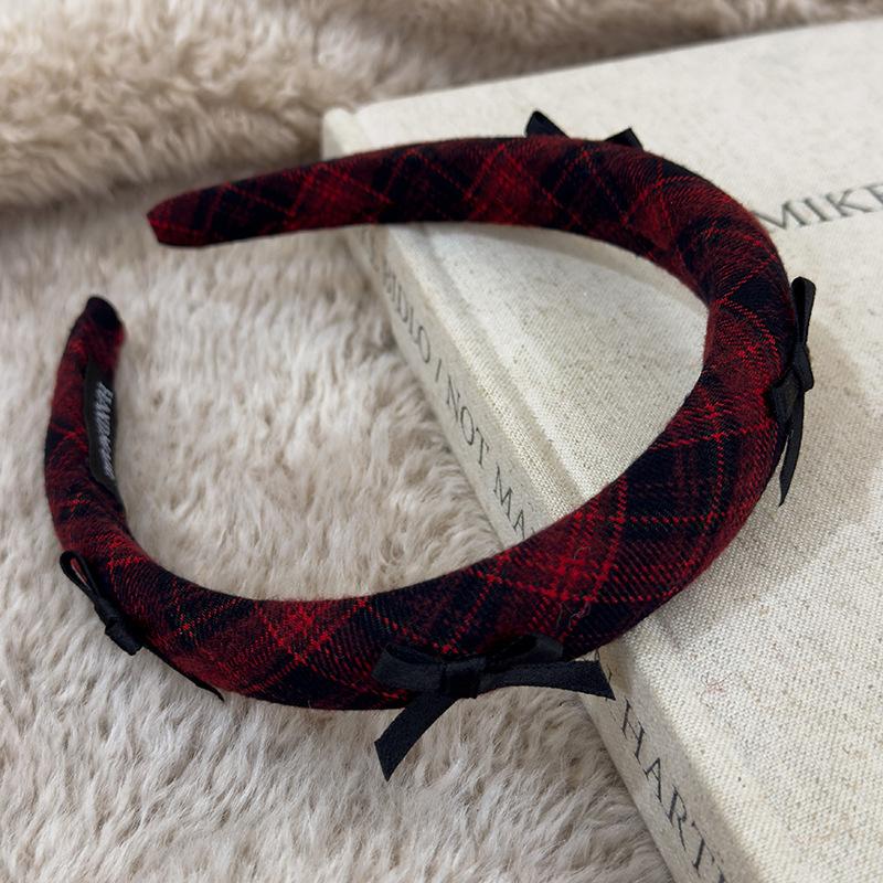 Rote Neujahrs-Stirnbänder Herbst/Winter Retro Wollstrick Haarband für Frau Mädchen Temperament Haarreif Weihnachtsaccessoires