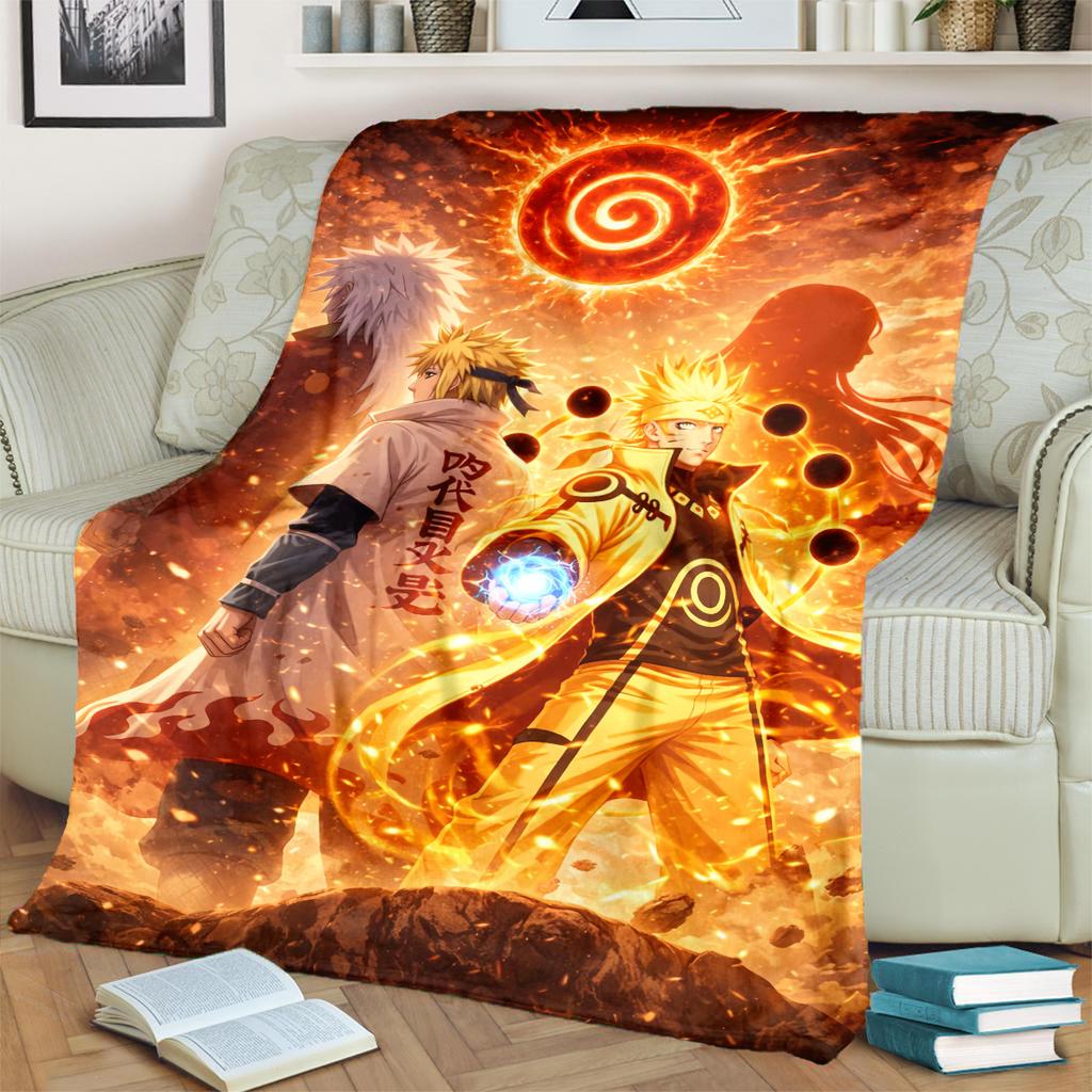Anime-Naruto Print Blanket Warm Comfortable Flannel Blanket for Bedrooms, Sofas, Beds, Chairs, Picnics, Travel -LXR63