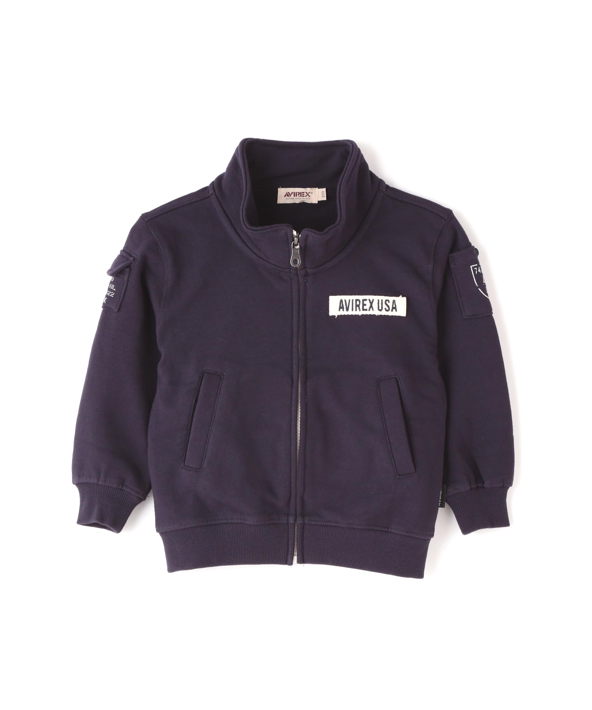AVIREX KIDS FATIGUE STAND COLLAR ZIPUP SWEAT 783-3930952 140 navy