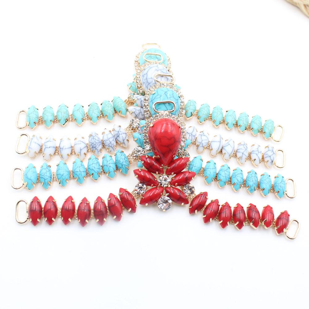 New 1pcs Collar Buckle Crystal Chain DIY Clothing Sewing Accessories Bikini Connector Buckle Fashion Beach flip flops Chain