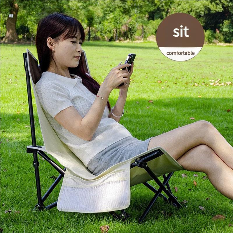 Adjustable Recliner Portable Camping Chair Outdoor Beach Fishing Chair Steel Frame Lightweight Folding Stool