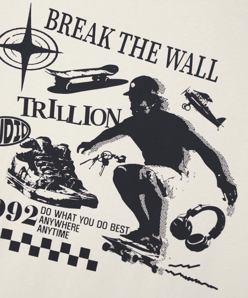 TRILLION Skateboard Pigment Graphic Raglan Short Sleeve_Brown