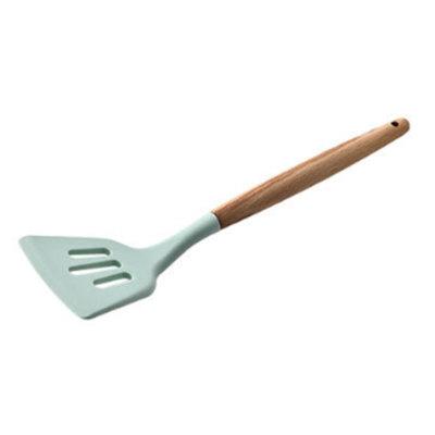 1PC Silicone Wood Turner Soup Spoon Spatula Brush Scraper Pasta Server Egg Beater Kitchen Cooking Tools Kitchenware Green/Pink