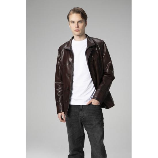 Mens Coat Comfortable Cut Vegetal Genuine Leather Men's Coat