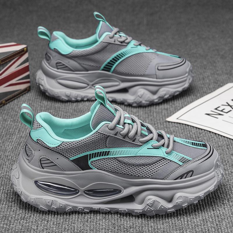 High-end men's shoes 2025 summer new platform heightening daddy shoes men's fashion mesh breathable sneakers