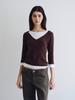 Weibeuyunion Layered V-Neck Three-Quarter Sleeve Top Brown