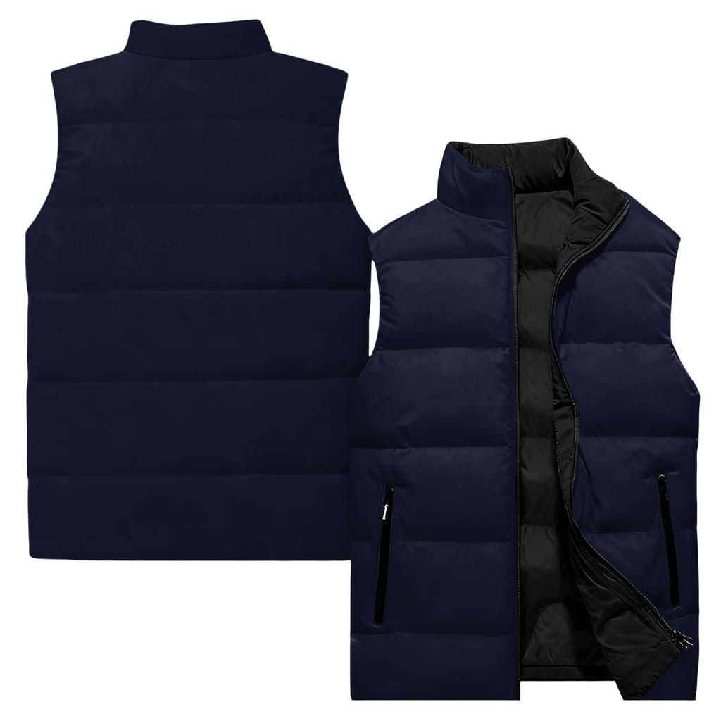 Men's Casual And Fashionable Sleeveless Vest, Solid-color Printed Cotton Jacket