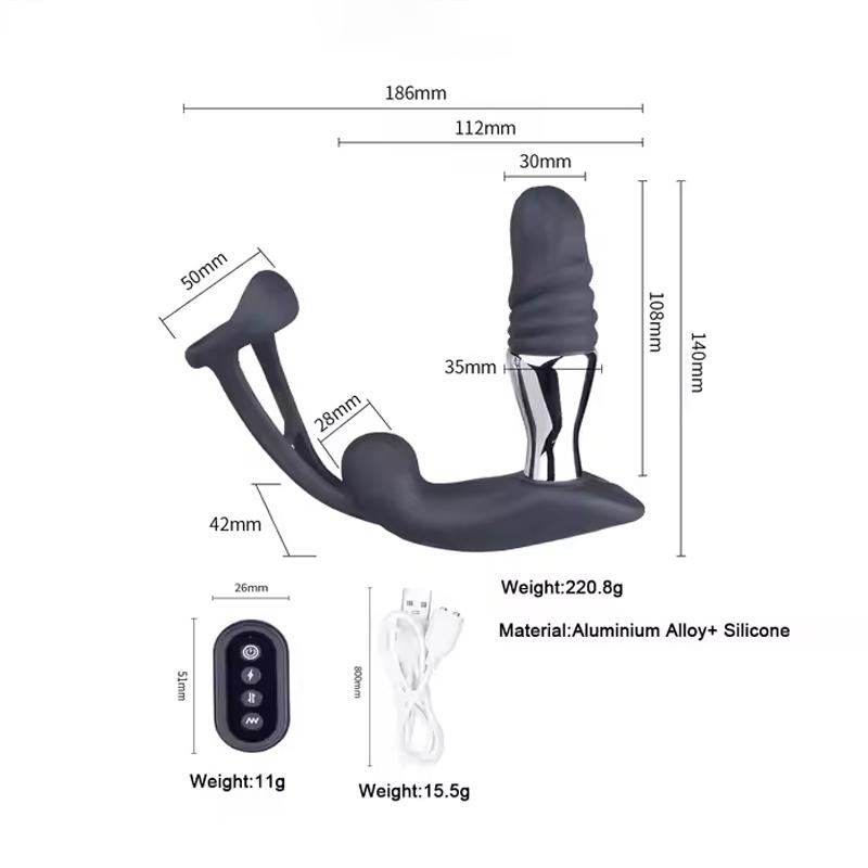 Prostate Massager for Men, Vibrating & Electric Shock with Remote Control, Stretching Anal Stimulator, Male Masturbation Sex Toy