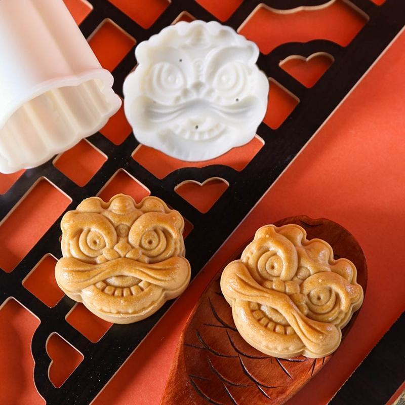 Plastic Mooncake Mold 75g Lion Stamps Biscuit Cookie Cutter Mould DIY Fondant