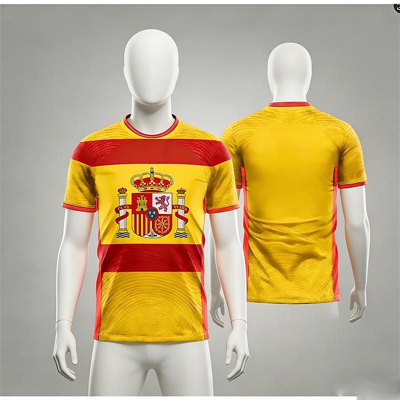 Retro Street Spain Falg Print T-shirt For Men Outdoor Football Team Sport Loose Breathable Tee Top Summer Casual 2026 Men's Tees