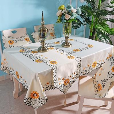 Față de masă brodată europeană țesătură din poliester Față de masă dreptunghiulară pentru sufragerie Husă pentru scaun Față de masă brodata la modă de ultimă generație