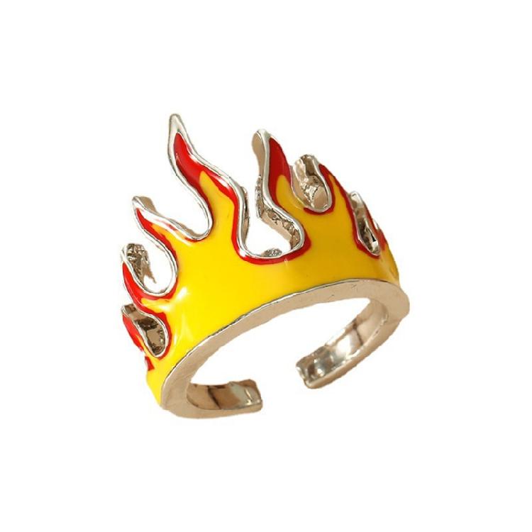 

Goth Flame Opening Rings for Women Metal Charms Vintage Punk Friendship Rings 1
