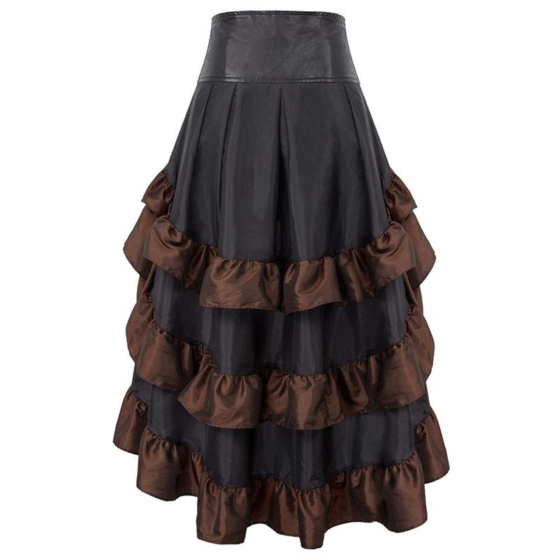 Damenmode, mittelalterliches Cosplay-Kostüm, Gothic-Rock, lässig, hoher, niedriger Saum, elegantes Kleid, Rüschenrock