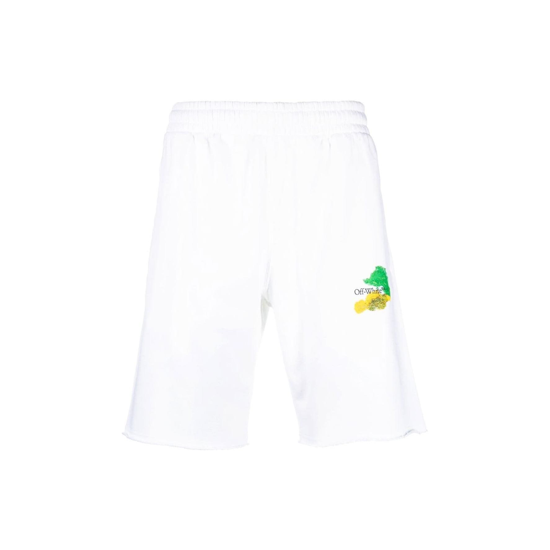 

OFF-WHITE Шорты с необработанными краями Brush Arrows Белый/Мульти Мужская уличная одежда OMCI006S23FLE0020184