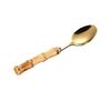 Qianxing Stainless Steel Golden Teaspoons with Bamboo Handles