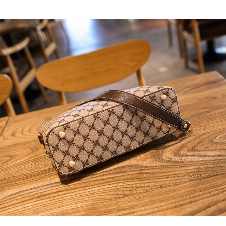 Women's Retro Printed Shell Bag, Fashion Chain Crossbody Shoulder Handbag for Ladies