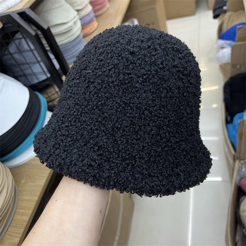 Simple Circle Yarn Plush Bucket Hat Women's Literary and Artistic Face Small Warm Fashion Retro Fisherman Hat