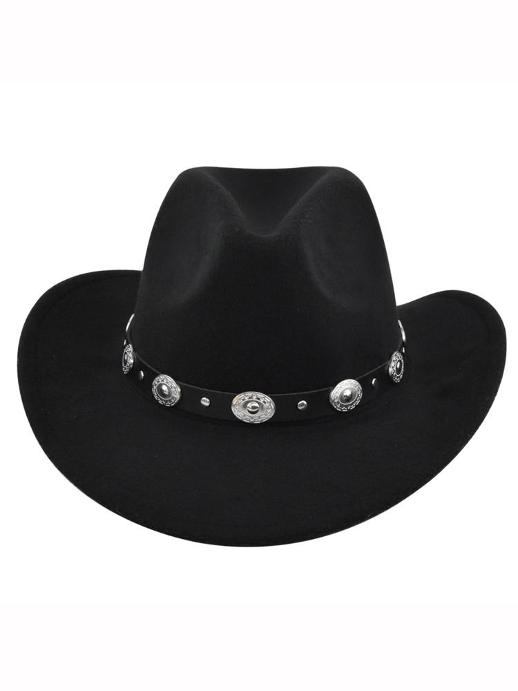 54-56-58 cm Unisex Western Cowboy Hat Vintage Roll Brim Felt Hat Suitable for, Western Cowboy Party, Bar Cowboy