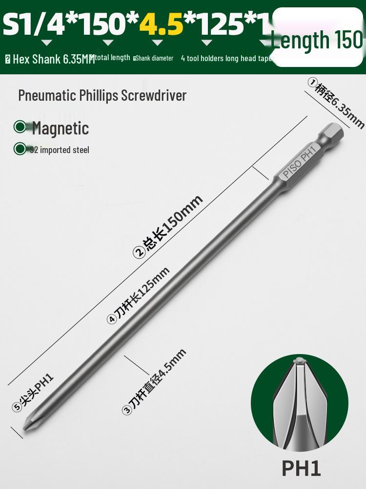 PISO Anti-Slip Cross Extended Rod Strong Magnet Hex PH2 Drill & Screwdriver Bit Set