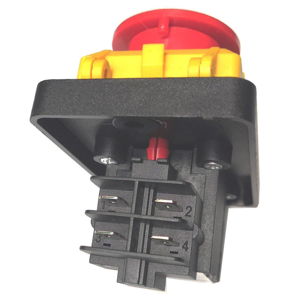 Întrerupătoare cu buton electromagnetic KJD22 4Pins 6-borne Comutator electric cu capac pentru oprire de urgență