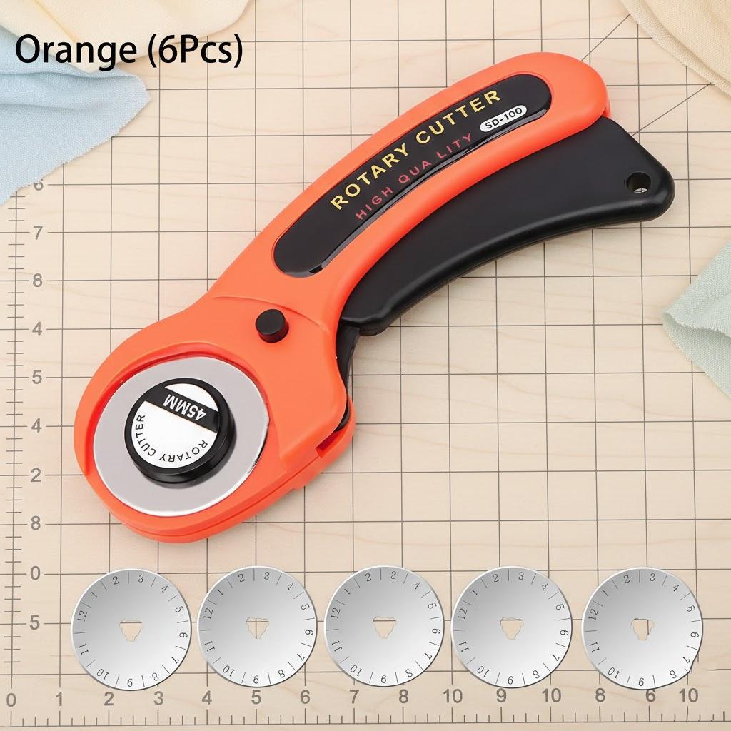 

STONEGO Rotary Fabric Cutter Wheel Leather Cutting Tool Manual Round Blade for Quilting Crafting Sewing оранжевый