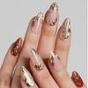24 ks Podzimní umělé nehty Zlaté javorové listy Jednoduché francouzské nalepovací nehty Plné krytí Nositelné mandlové umělé nehty Umění s designem
