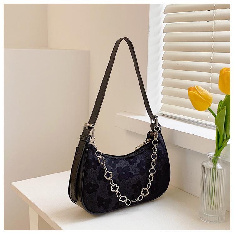 Jacquard cloth summer small bag women's 2025 new casual armpit bag women's chain single shoulder baguette women's bag