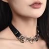 Chain Leather Splicing Collar Fashion Trend Brand Clavicle Black Leather Collar Punk Hip Hop Neutral Style