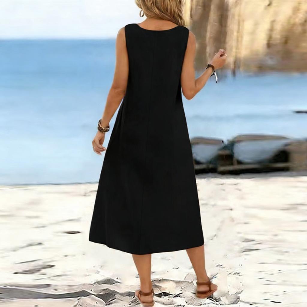 Women's Fashion Color Sleeveless Dress