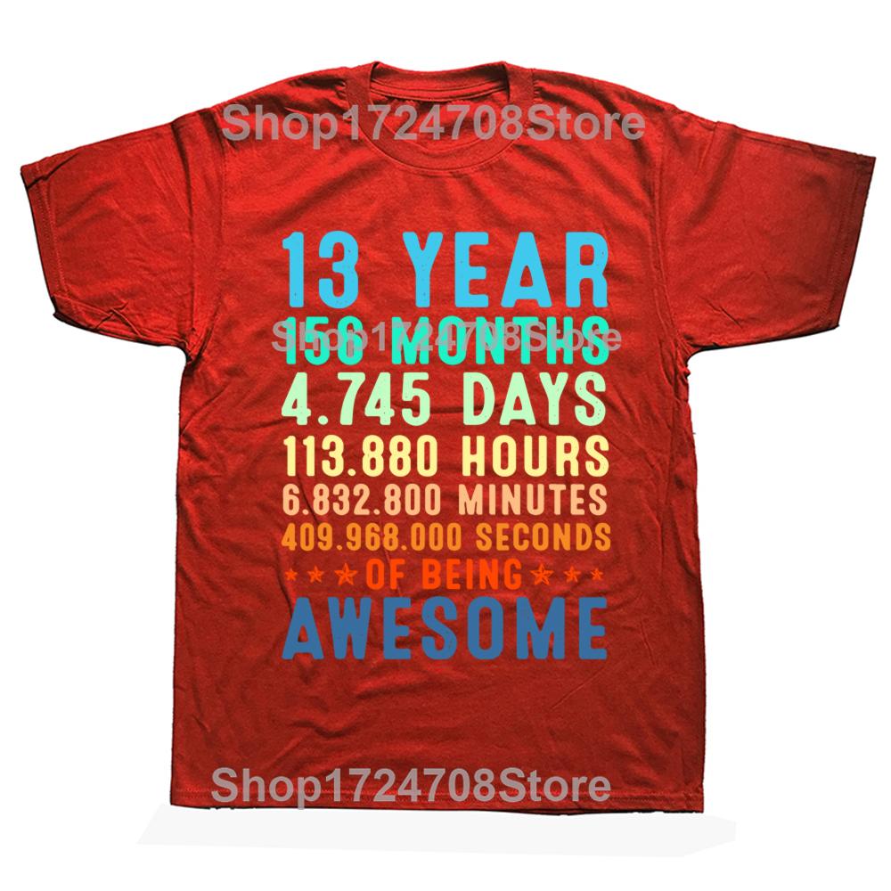 Birthday 13th 13 Years Old Vintage Retro 156 Months T Shirts Summer Streetwear Short Sleeve Official Teenager Gifts Tshirt