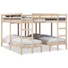VidaXL Triple Bunk Bed 200x200/80x200 Cm Solid Pine Wood, Trio Bunk Bed Frame, Bedroom Furniture, Frame of 3308583