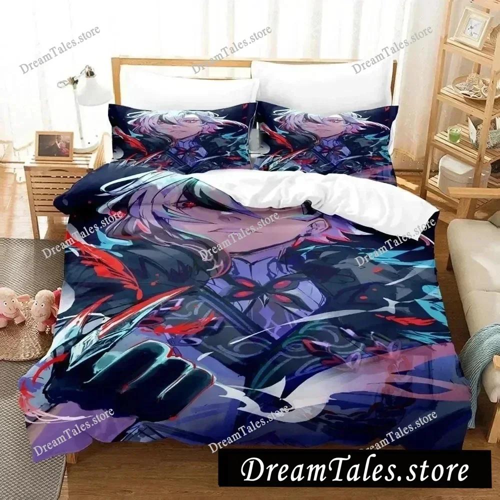 Genshin Impact Arlecchino Cartoon Poster Sheets Quilt Covers Bedding Dormitory Sheets Bedding Set Soft Warm Bedding Set741