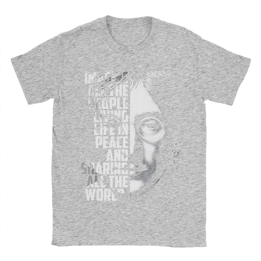 John Lennon Poster Unisexs T Shirts Humorous Tees Short Sleeve Round Neck TShirt Cotton 4XL 5XL 6XL Clothing