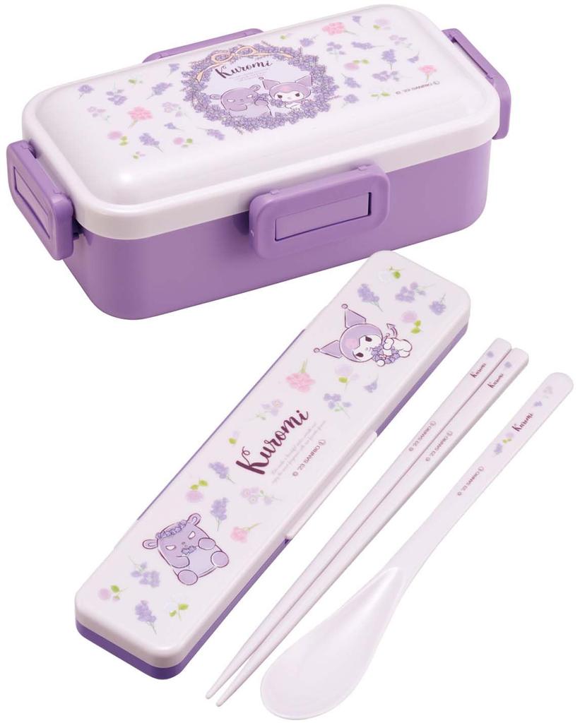 Skater Bento Box Kuromi Flower Wreath Sanrio 530ml Antibacterial Fluffy Dome Lid for Women Made in Japan PFLB6AG-A