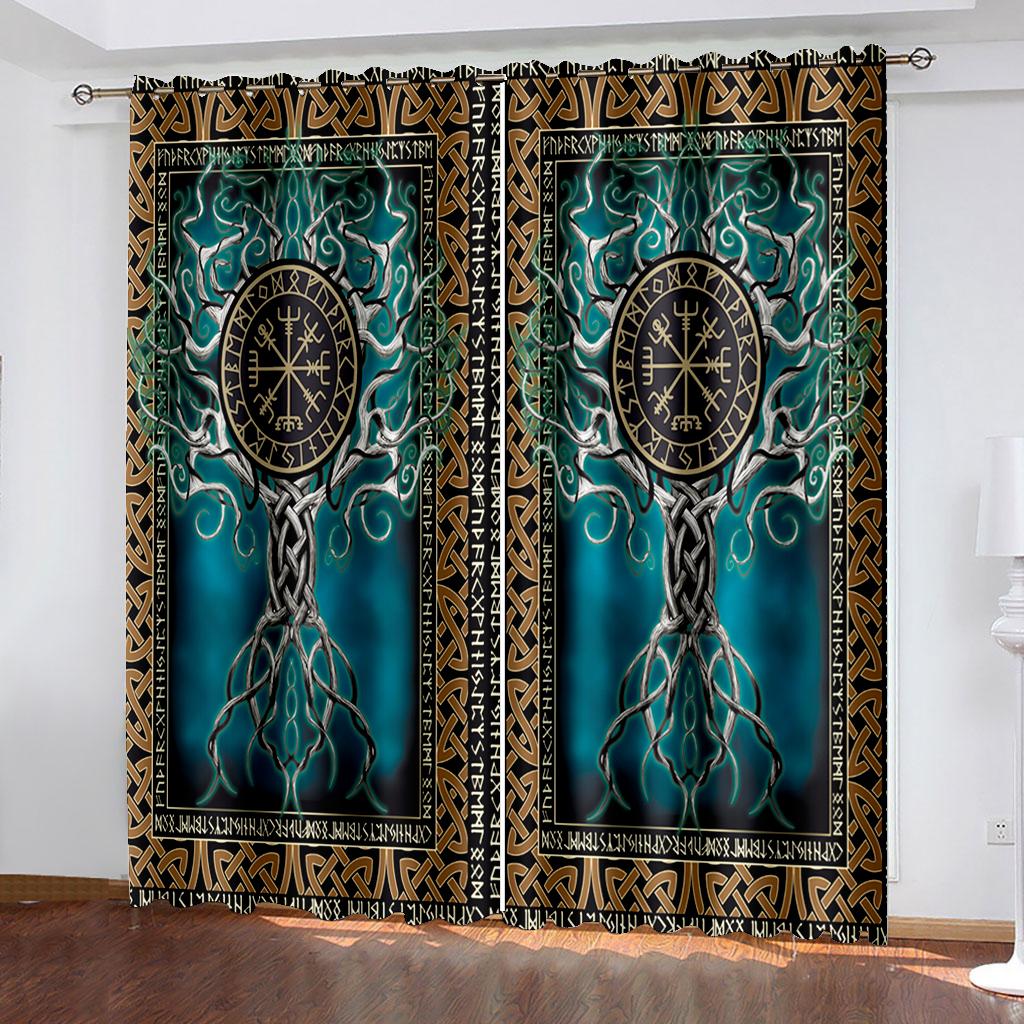 Boho Darkening Window Curtain for Bedroom Retro Blackout Curtain Living Room Bohemian Drapes Decor(2Panels) Cotinas De Sala