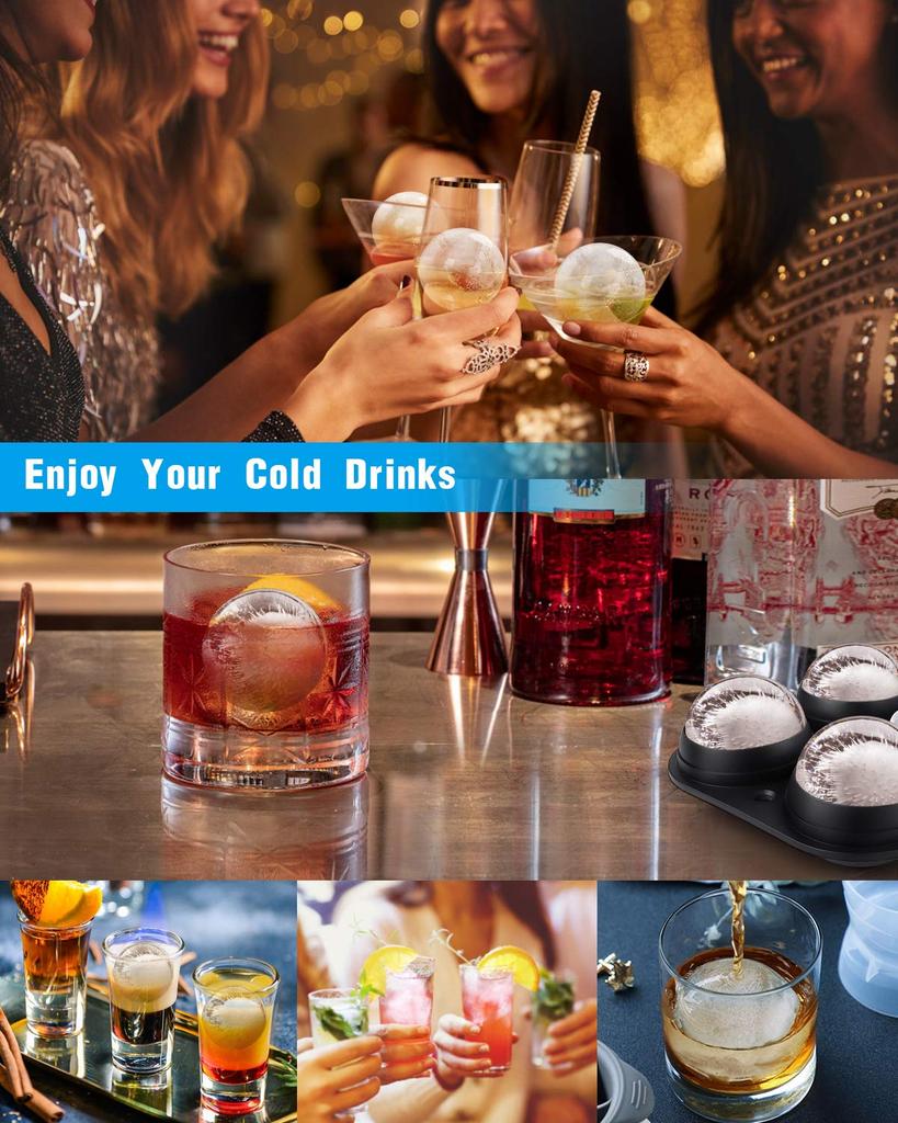 Summer 1pc Ice Cube Trays Silicone Ice Cube Molds for Freezer with Lid Reusable Whiskey Ice Mold Ball Diamond Ice Mold