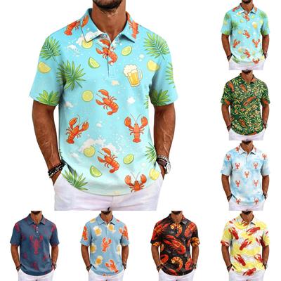Herren Hawaii Festival Druckhemd Kurzarm Slim Fit Lässig Business