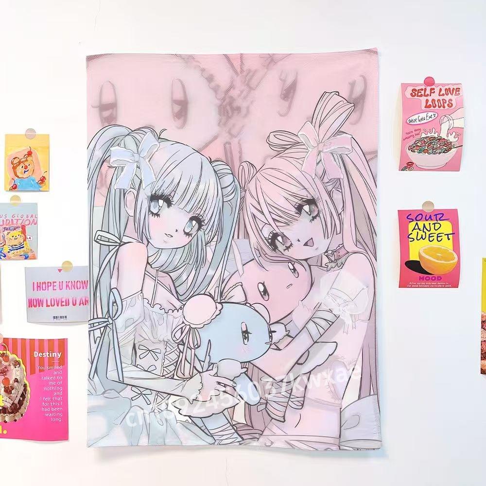 

2025 new Japanese anime girl Print Party Tapestry Student Dormitory Bedside Bedroom Decoration Hanging Rental House Tapestry 29x37in