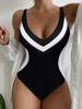 High-Waisted Women's Elegant One-Piece Swimsuit | Backless Design, Full-Body Print, High Elasticity Fabric for Beach & Pool, Long Sleeve Swimsuit