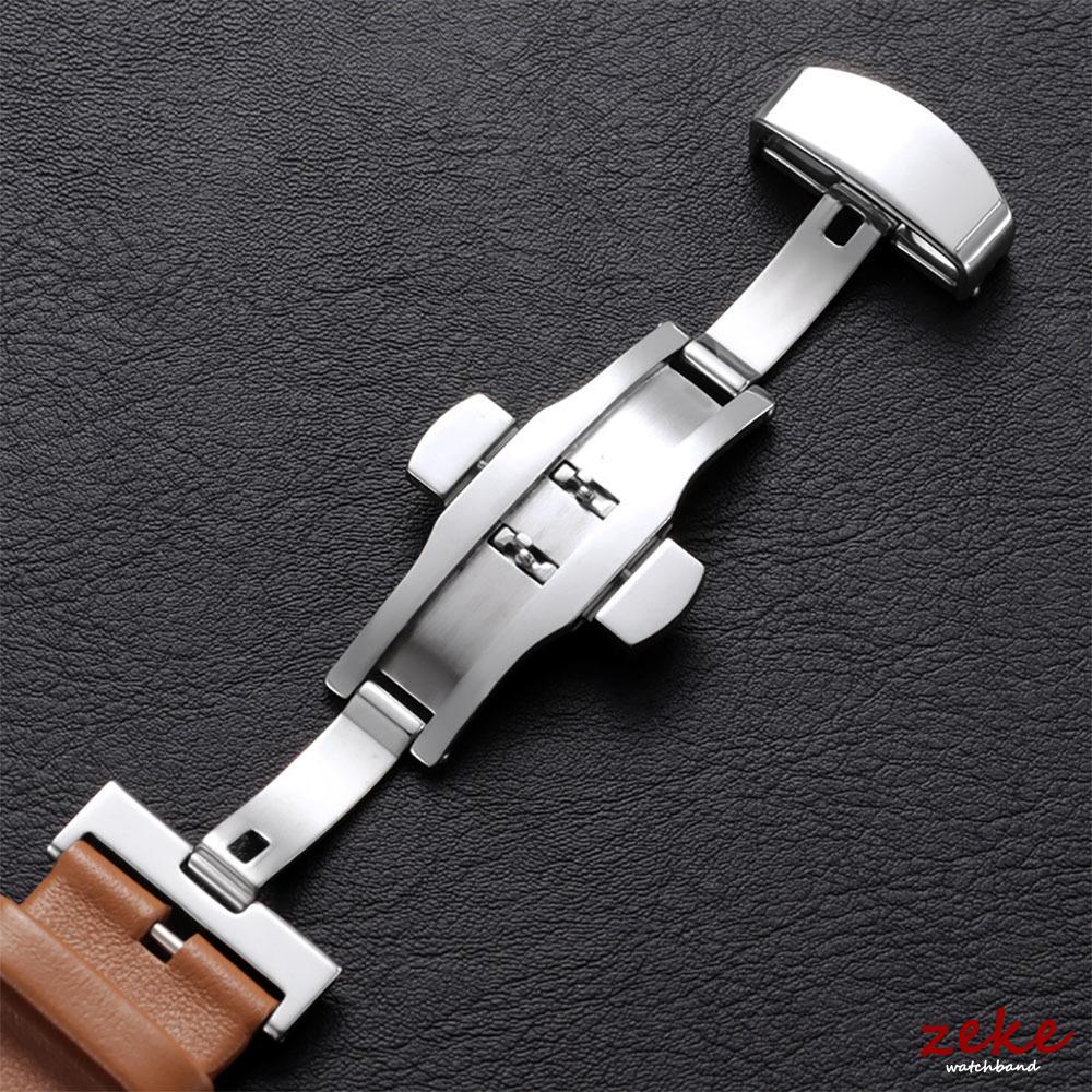 Doppelt genähtes Echtleder Uhrenarmband 20mm 22mm 24mm Armband für Seiko Faltschließe Rindslederband für Omega Uhrenarmband