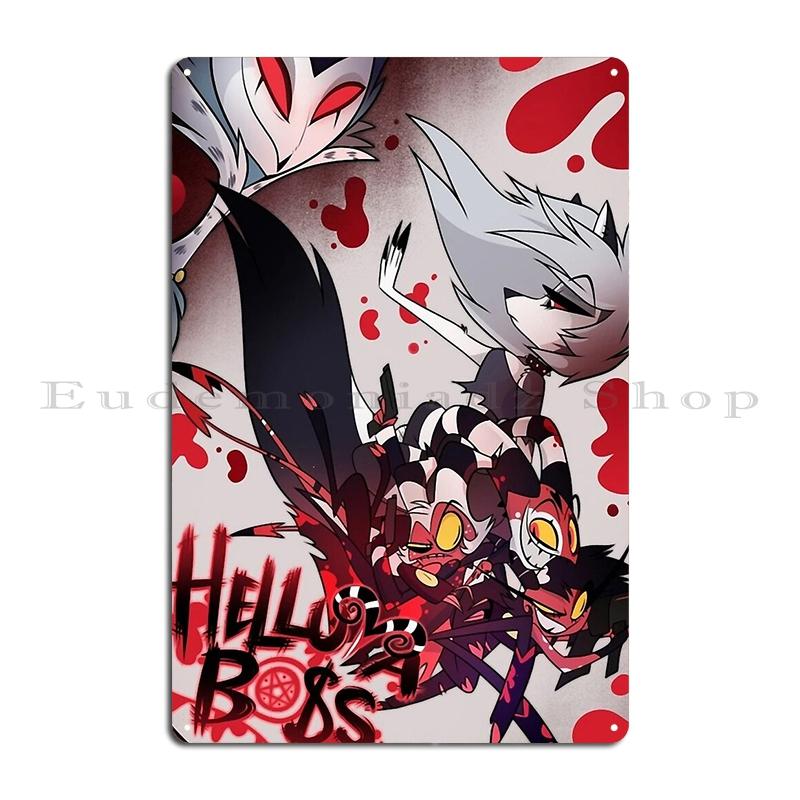 Helluva Bosses Metal Plaque Poster Wall Plaque Garage Club Cinema Kitchen Customize Helluva Boss Tin Sign Poster