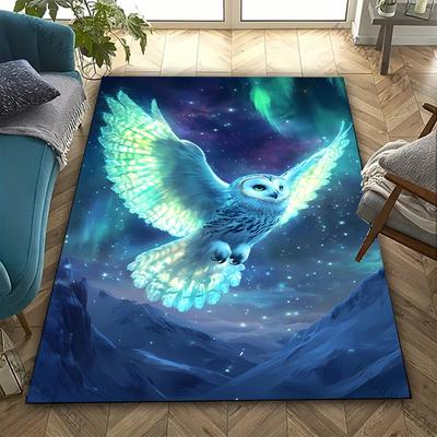 Tapis Imprimé Hibou Impression HD 3D pour Décor Chambre Salon Tapis de Zone pour Canapé Tapis de Sol Lavable Table Basse Cadeau Spécial