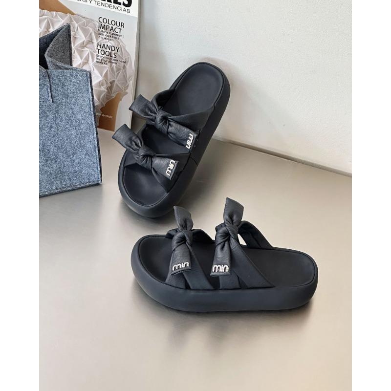 Bow wear cool slippers women's summer versatile thick bottom open toe casual sandals