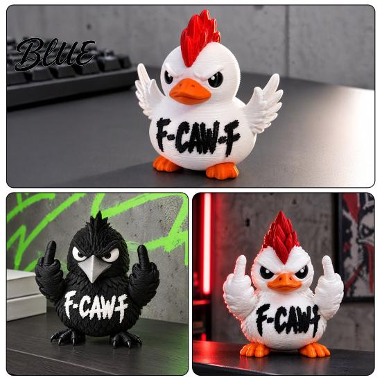 Cool Figurines for Home Decor 3D Printed Grumpy Duck/Crow Figurine Funny Angry Duck/Raven Statue Cute Duck Gaming Room Desk Decor Creative