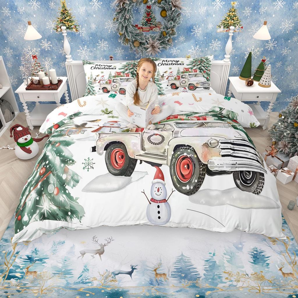 Homewish Christmas Gingerbread Duvet Cover Set for Kids, Merry Xmas Bed Set, Happy New Year Gifts Quilt Cover Set