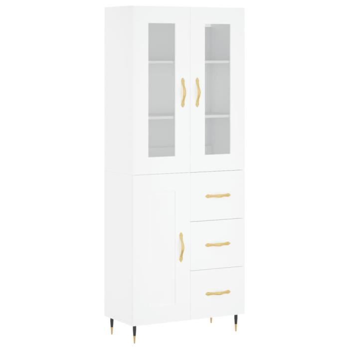 VidaXL Buffet haut Blanc 69,5x34x180 cm Bois d'ingénierie 3198641